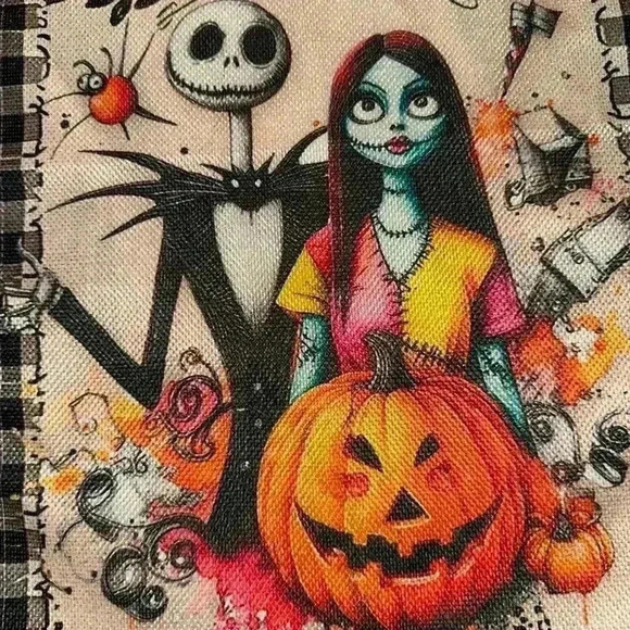 The Nightmare Before Christmas Welcome Halloween Garden Flag Beige Black - Picture 7 of 7